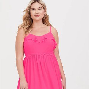 Hot Pink Chiffon Skater Dress